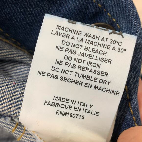 Retrofete Tori Denim Jumpsuit Size Medium Short Puff Sleeve Button Front w Belt - Picture 6 of 12